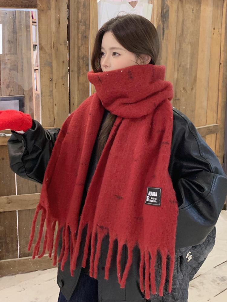 New Women'S Solid Striped Scarf Winter Warm Soft Fringe Shawl Korean Fashion Colorful Thick Wrap Scarves For Ladies Male Unisex