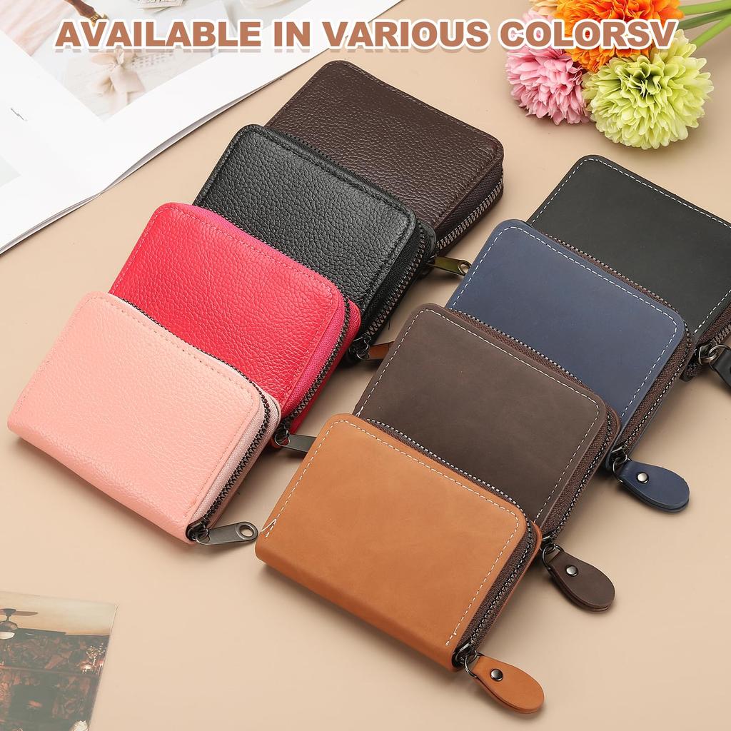 PATIKIL Accordion Credit Card Holder Zipper Wallet, 2-Piece Leather Card Case Organizer with 18 Card Slots for Men and Women, Black (2 Multi-Slots)