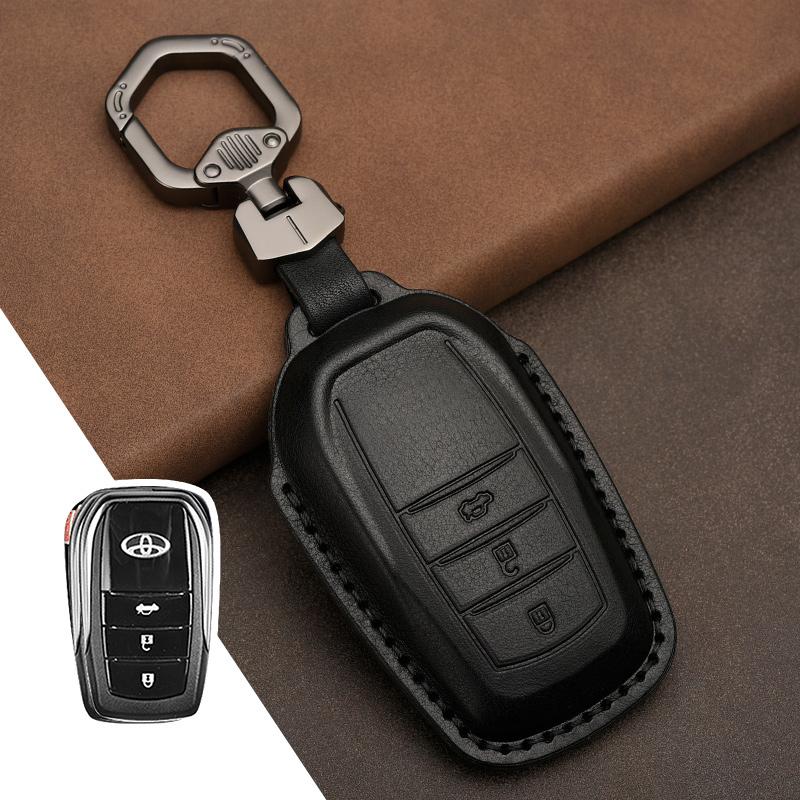 Leather Key Case Cover Shell For Toyota Camry Corolla FJ Land Cruiser RAV4 Prius Sienna Prado CHR Avalon GT86 Protector Keychain