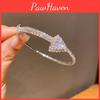 Fashion Womens Zircon Heart Open Bangle With Highend Finish For Daily Wear