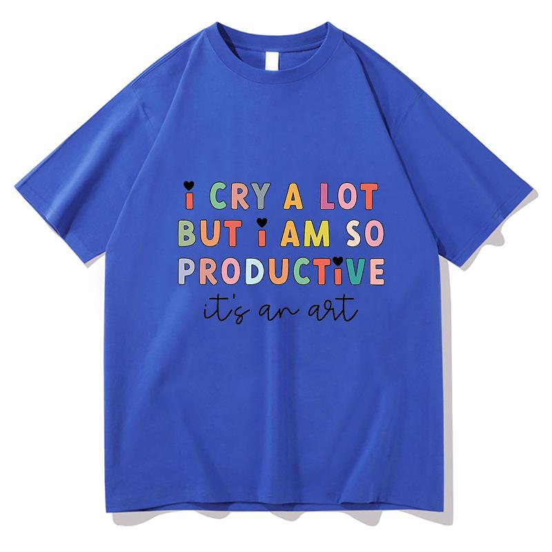 TTPD T-shirt Manga Graphic I Cry A Lot But I Am So Productive Tee Women Cute Top Men Short Sleeve Kawaii Couple Clothes