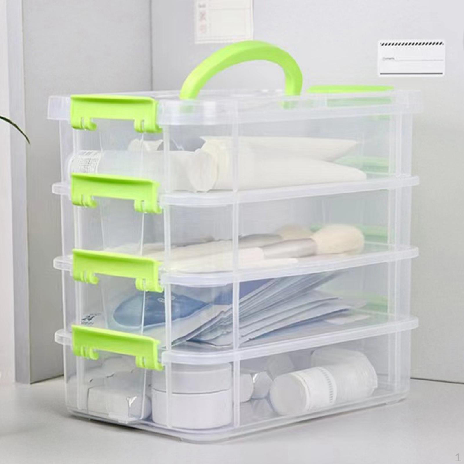 

4-слойная складная коробка для хранения украшений с крышкой, органайзер для игрушек Green Handle