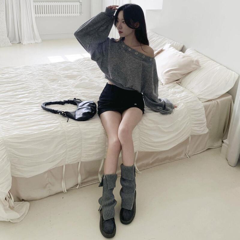 Women s Winter Leg Warmers Zippered Golji Style ivory