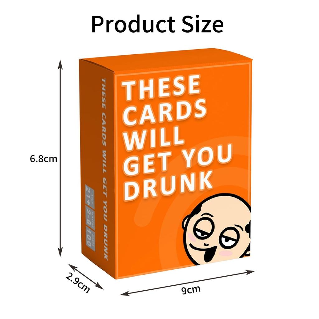 Party board game, drinking card game, 100 question cards, romantic and slightly teasing challenges, suitable for parties, 9x2.9x6.8 cm, orange