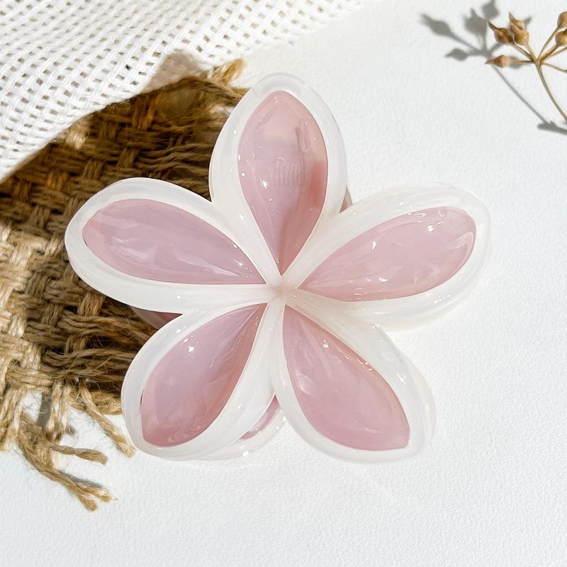Colorful Contrasting Frangipani Hairpins Flower GrabbersSweet Back of The Head Updo Shark Hairpins