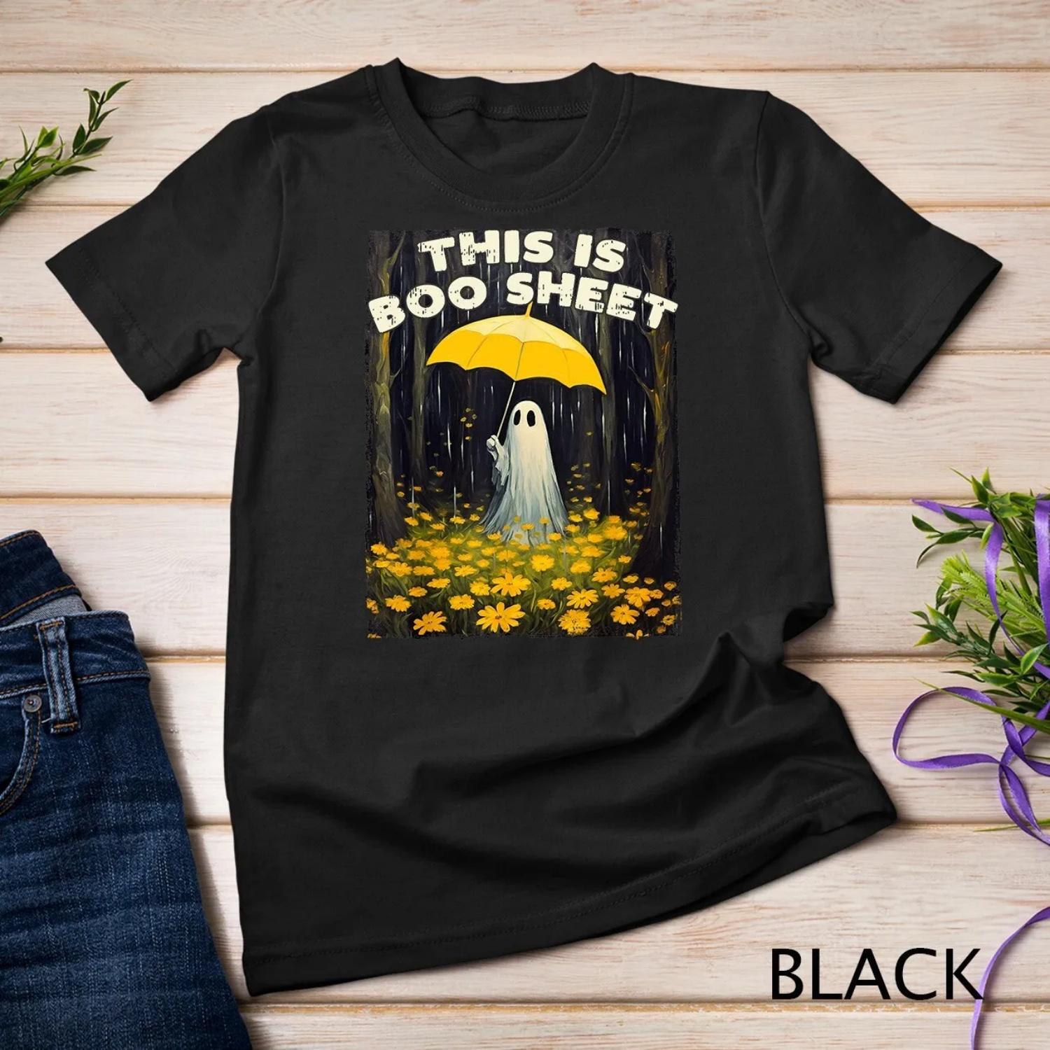 

Vintage Floral Ghost Cute This Is Boo Sheet Halloween Gothic T shirt S чёрный