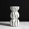 Modern Nordic Black White Striped Ceramic Vase Home Decor for Hotel Apartment Showroom