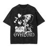 Overlord Ainz Ooal Gown & Albedo Schwarz & Weiß Vintage Washed Anime T-Shirt, Unisex Dark Fantasy Anime Fan Streetwear Tee, 100% Baumwolle Lässig