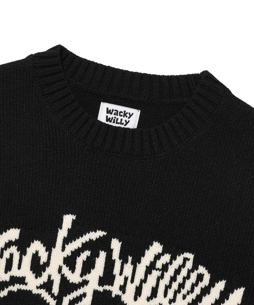 WACKY WILLY Big Lily Graphic Pullover Knit Black