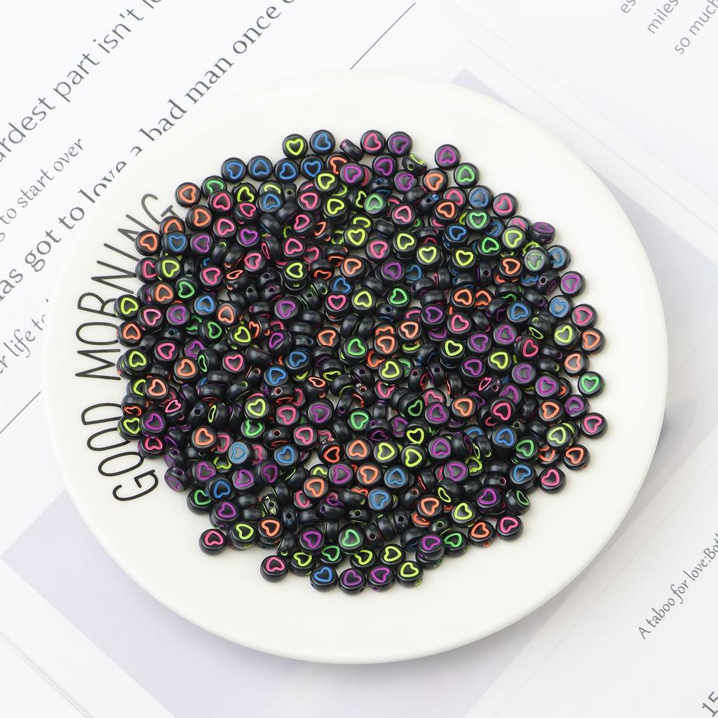 100pcs Round Square English Letter Beads DIY Bracelet Necklace Jewelry Accessory Acrylic Loose Bead String Black White Crafts