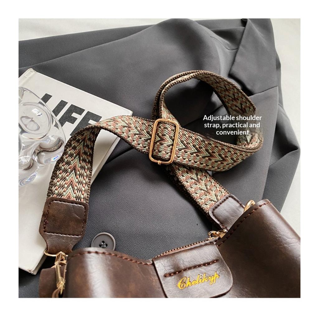 2026 Nuova Borsa a Secchiello Donna Coreana Retrò, Tracolla Larga Grande Capacità alla Moda Borsa a Spalla Crossbody per Uso Quotidiano Casual Primavera Estate
