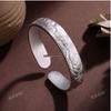 Embossed Retro White Copper Silver Plated Adjustable Bracelet - Elegant Gift for Girlfriend
