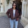 2025 Cross-border European and American Women's Clothing Amazon Trench Coat Collar Long-sleeved Button-down Casual Jacket Commuter Fashion Suit