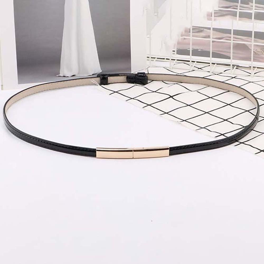 Solid Color Patent Leather Belt Adjustable Women Waistband Jeans Decor Thin Buckle Belt  Gift