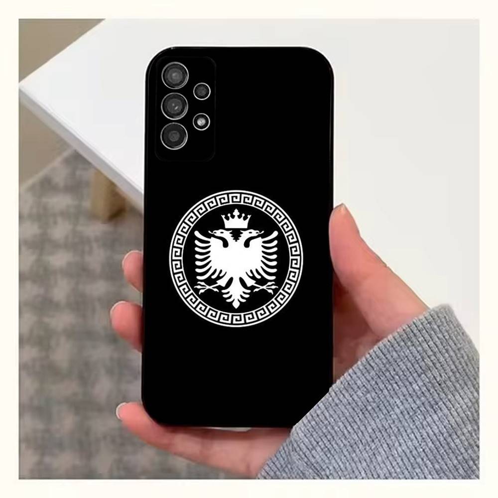 Custodia per Telefono A-Albania F-Bandiera-ES Per Samsung S9,S10,S20,S10,S21,S25,S24,S23,Ultra,FE,Plus,Lite,Cover Nera in Morbido Silicone