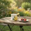 Ceramic Mug with Branch Handle Sculptural Floral Decoration Comfortable