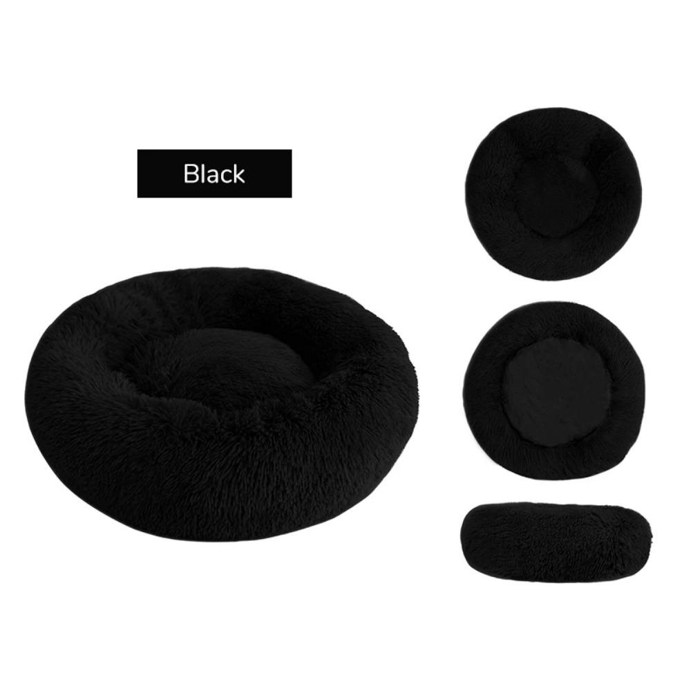 

Кровать для собак, длинный плюшевый пончик, круглая собачья будка, удобная пушистая подушка, коврик, зимний теплый для дома для собак и кошек, склад ЕС 40cm 26kg sleep чёрный