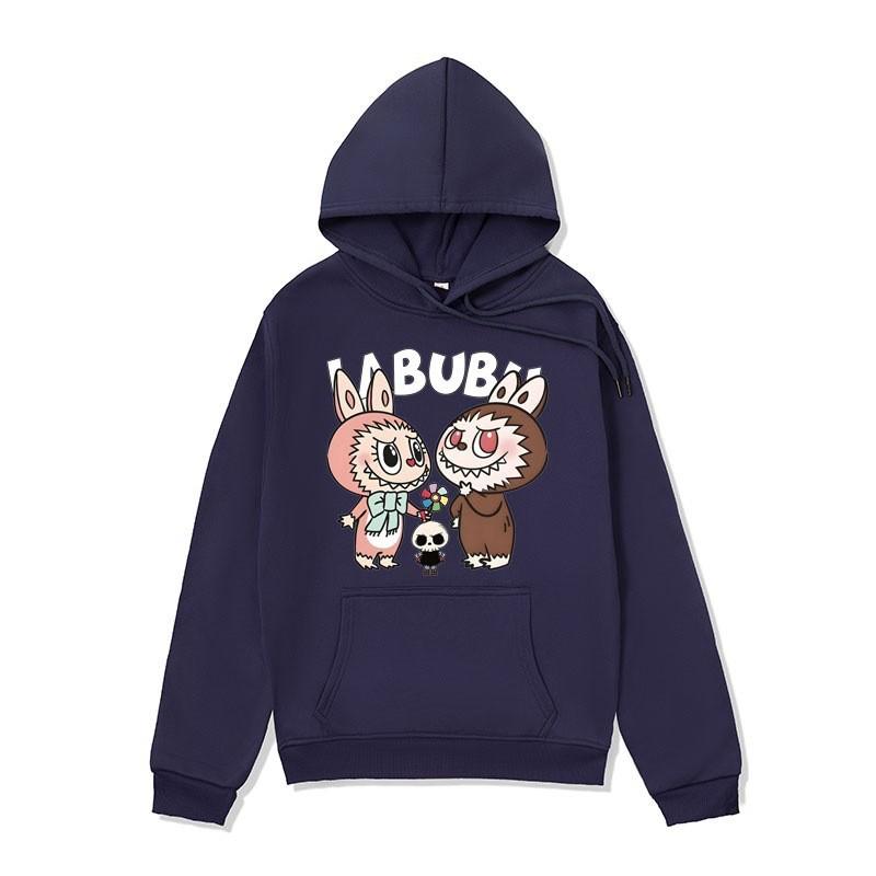 Unisex Anime Labubu Hoodie - Cozy Velvet Sweatshirt for Autumn/Winter