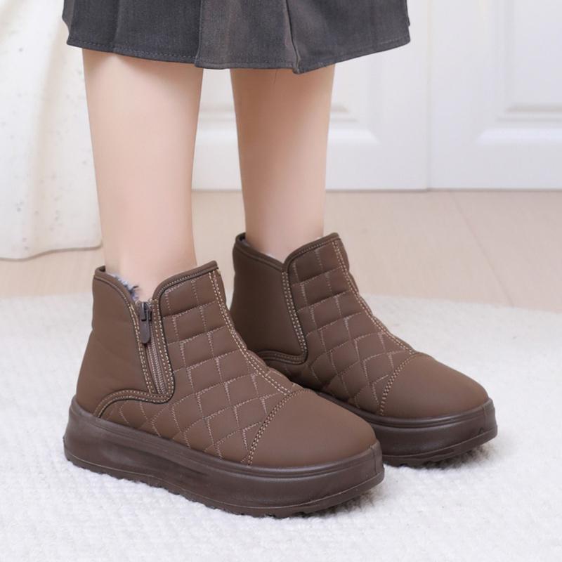 Women's Winter New Thick Sole High Top Snow Boots Round Toe Waterproof Thickened Plush Warm Soft Sole Light Ankle Cotton Boots