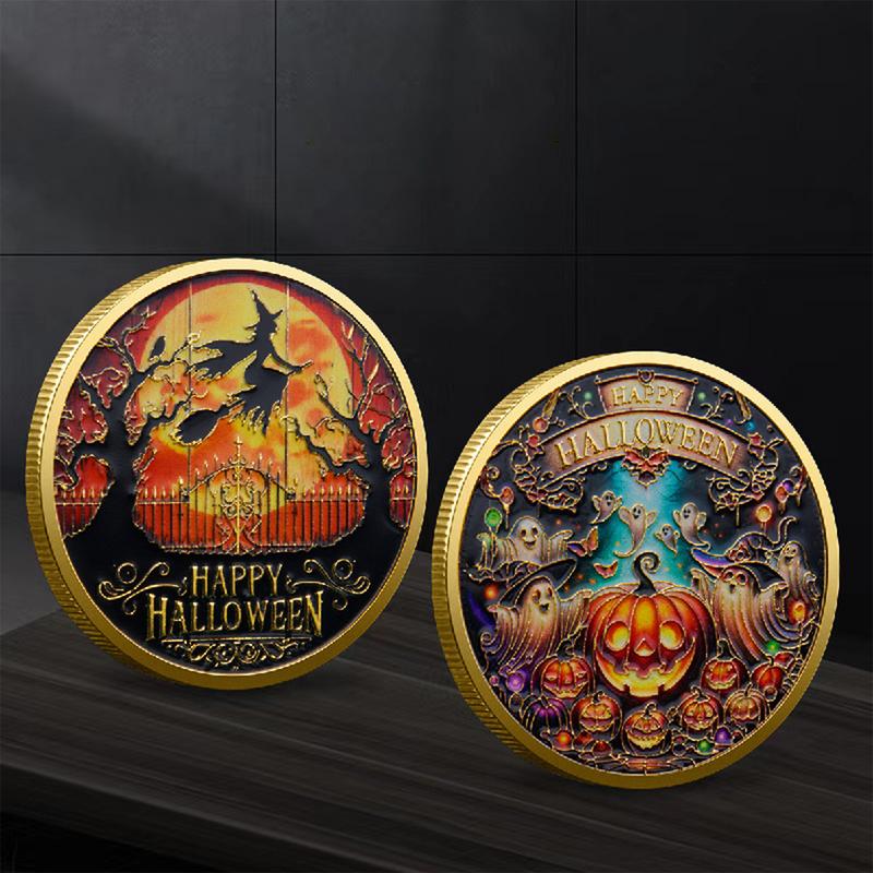 Szczęśliwy Halloween Pamiątka Wytrzymały Metalowy Złoty Szczęśliwy Halloween Moneta Kolekcjonerska Upominek na Imprezę Kreatywna Moneta Pamiątkowa