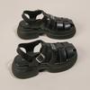 Baotou Roman sandals women's shoes 2025 new thick-soled heightening woven small pig cage shoes hollowed out beach