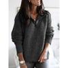 HNXC Chaquetas y Abrigos Casuales Vintage para Mujer Estampado de Color Sólido Otoño Invierno Manga Larga Cuello Polo Clásico Exquisito