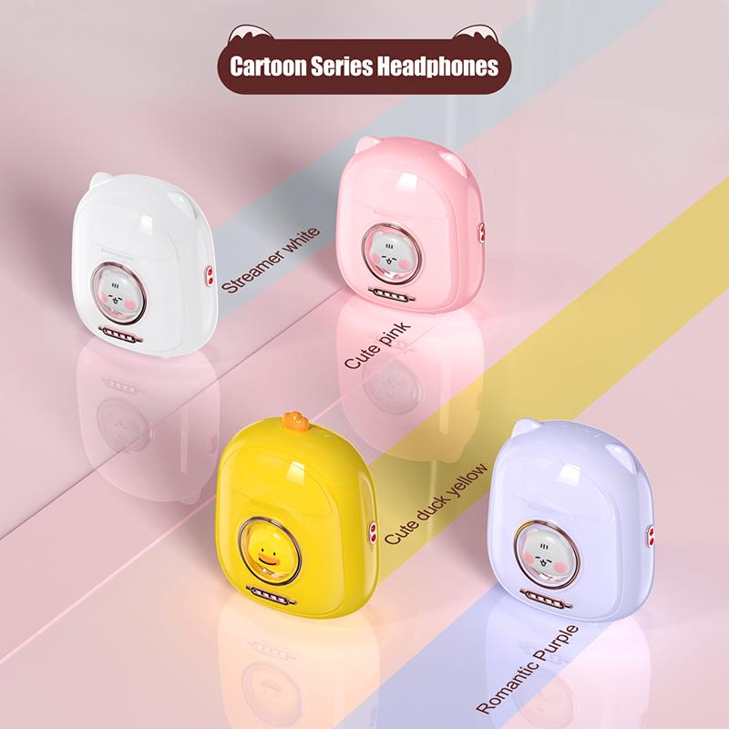 VAORLO Niedliche Bluetooth-Kopfhörer, kabellose Cartoon-Kopfhörer, Geräuschunterdrückung, Stereo-Headset, In-Ear-Ohrhörer für alle Smartphones