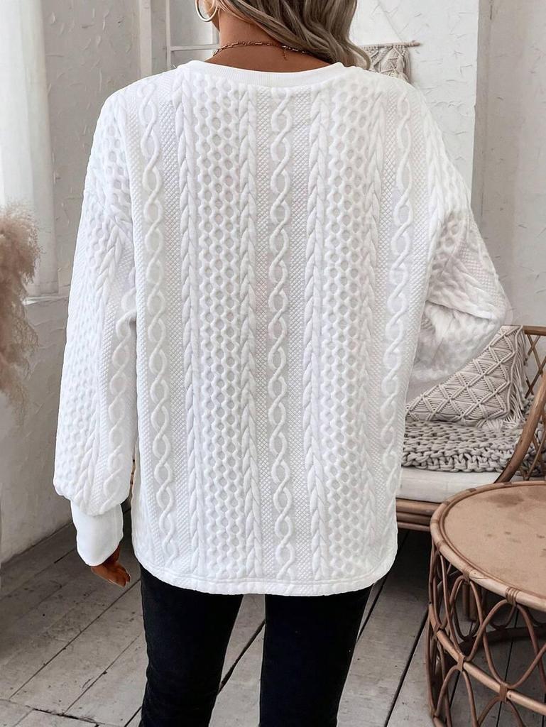 2024 Autumn/Winter Women's Casual Solid Color Warm Long Sleeve Loose T-shirt