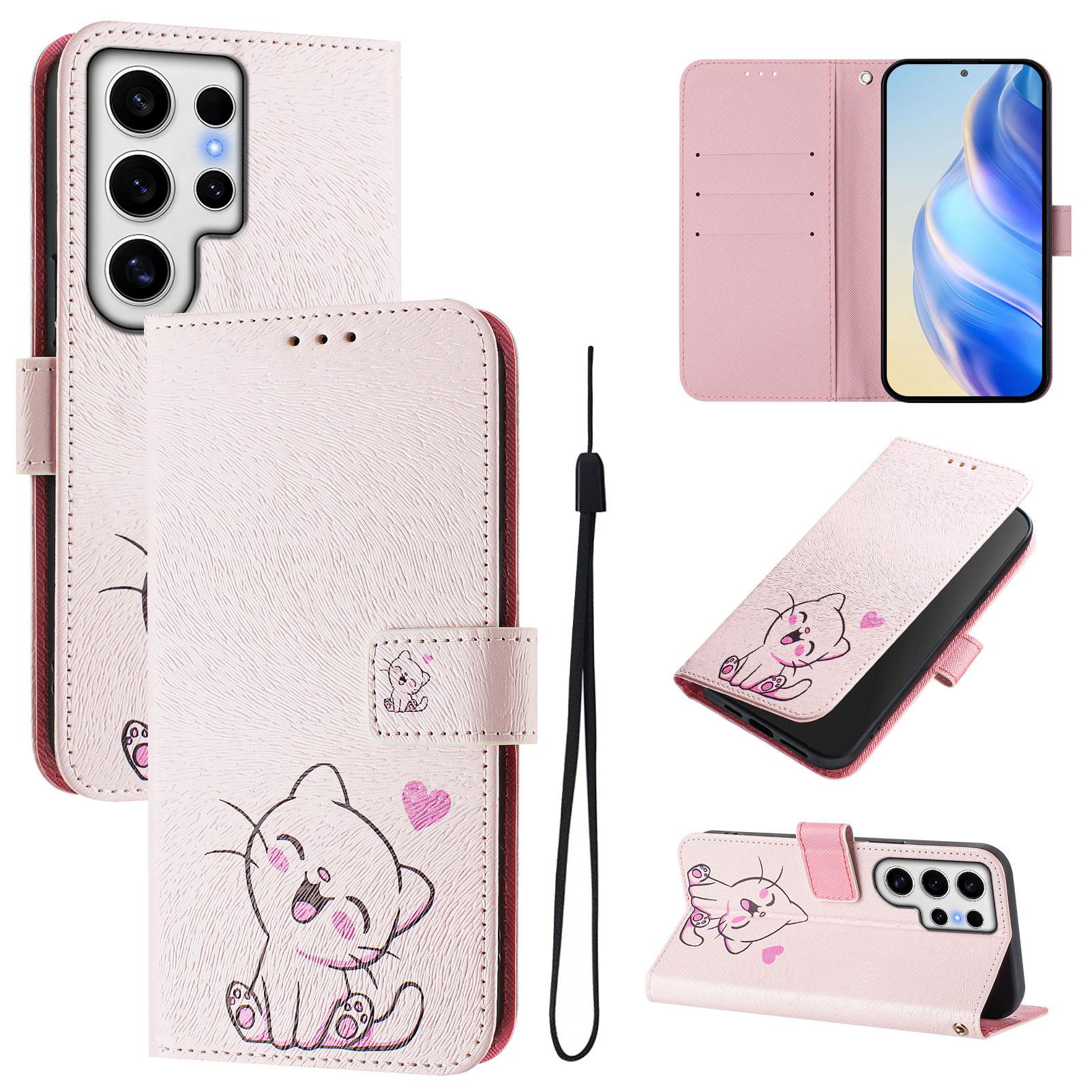 

For Samsung Galaxy S24 Ultra Case Pattern Printing Wallet Phone Cover with Strap A