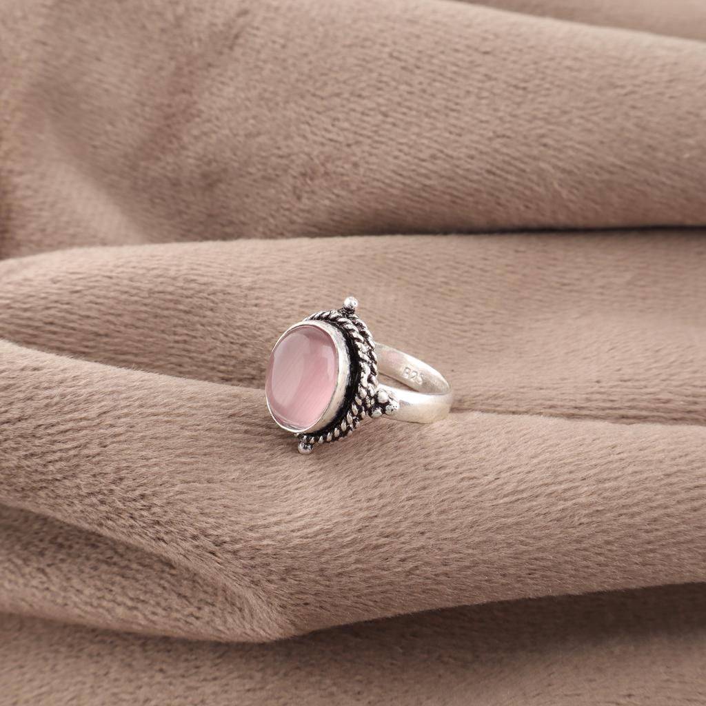 Purple Cat's Eye 925 Sterling Silver Ring, Handmade Silver Jewelry, Gorgeous Cat's Eye Ring Gemstone Jewelry For Gift