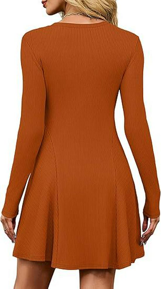 Women's Long Sleeve Ribbed Knit A-line Dress, Autumn 2025 Collection
