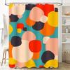 Modern Colorful Bathroom Shower Curtain Abstract Round Design In Red, Yellow, Blue Black For Home Decor