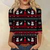 Women's Fashion Casual Round Neck 3/4 Sleeve Loose Printed T-Shirt Ladies Top