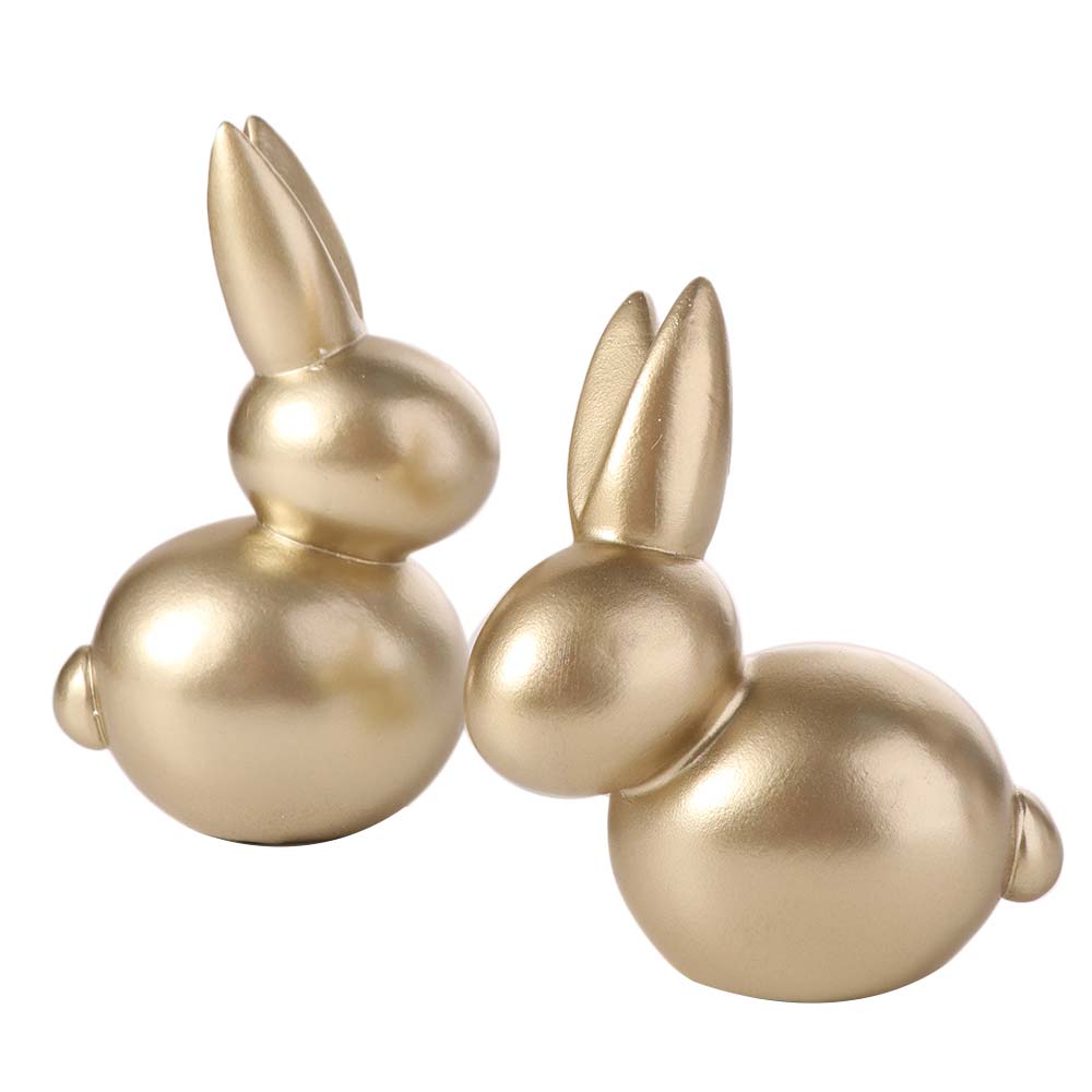 Resin Rabbit Statue Art Animal Sculpture Home Decoration Golden Rabbit Ornament Easter