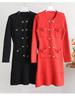 Elegant French High-End Mid-Length Knitted Dress with Heart Buckle for Early Spring