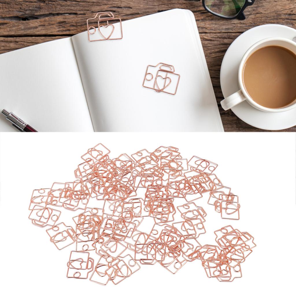 80 Peças Clip de Papel Ferro Formato de Câmera Fofo Marcadores de Página Clip para Planejador com Caixa de Armazenamento para