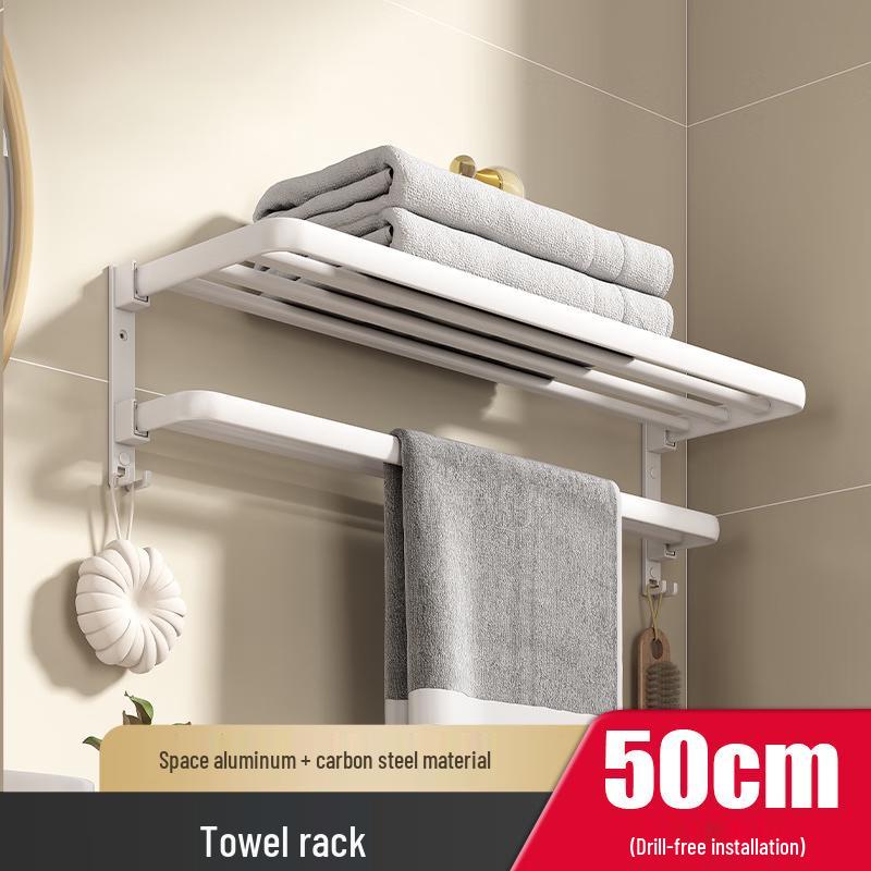 Space Aluminum Foldable Wall-Mounted Bathroom Towel Rack