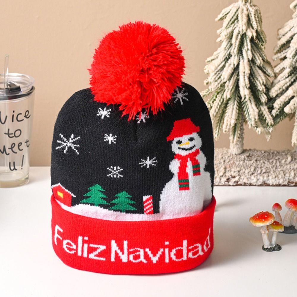 Santa Claus Christmas Hat Warm Christmas Knitted Hat Gifts Christmas LED Light Knitted Hat Home