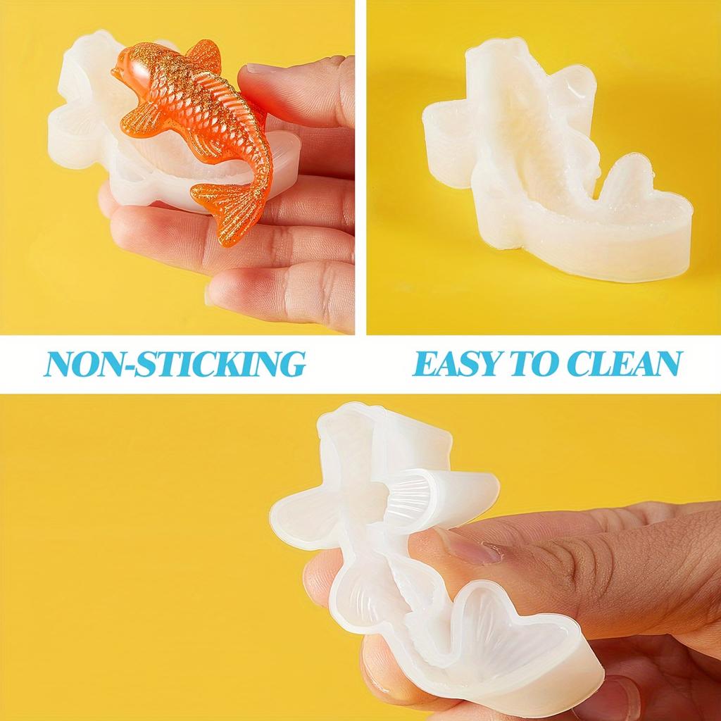 Koi Fish Silicone Resin Moulds DIY Pendant Goldfish Mold Fish Tail Jewelry for Making Jewelry, Pendant Charms, Fondant Cake Deco