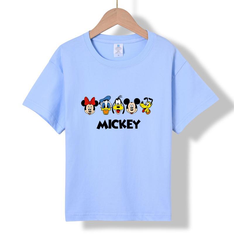 MC-91 MINISO 2026 Summer Disney Mickey & Friends Kids 100% Cotton T-Shirt Boys Girls Short Sleeve Casual Top