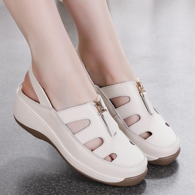 

Женские сандалии, новые высококачественные сандалии с пряжкой на ремешке, женские, новые, закрытые туфли для офиса и карьеры, летние, однотонные туфли на танкетке для женщин 35