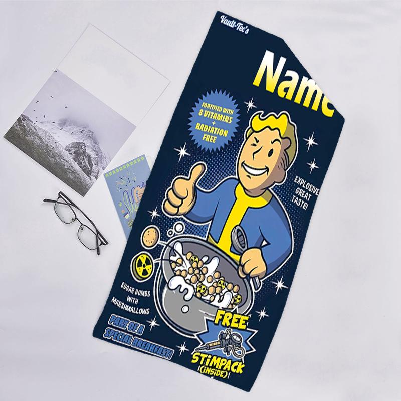 1pc NUKA-BOMBS Fallout Beach Towel with Custom Name, Beach/Swimming/Bath/Picnic/Camping Towel, Suitable for Seaside Beaches