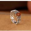 Women's Hollowed-Out Nan Hong Floral Ruyi Ring - Ethnic Style, Adjustable, Fashionable, Versatile.