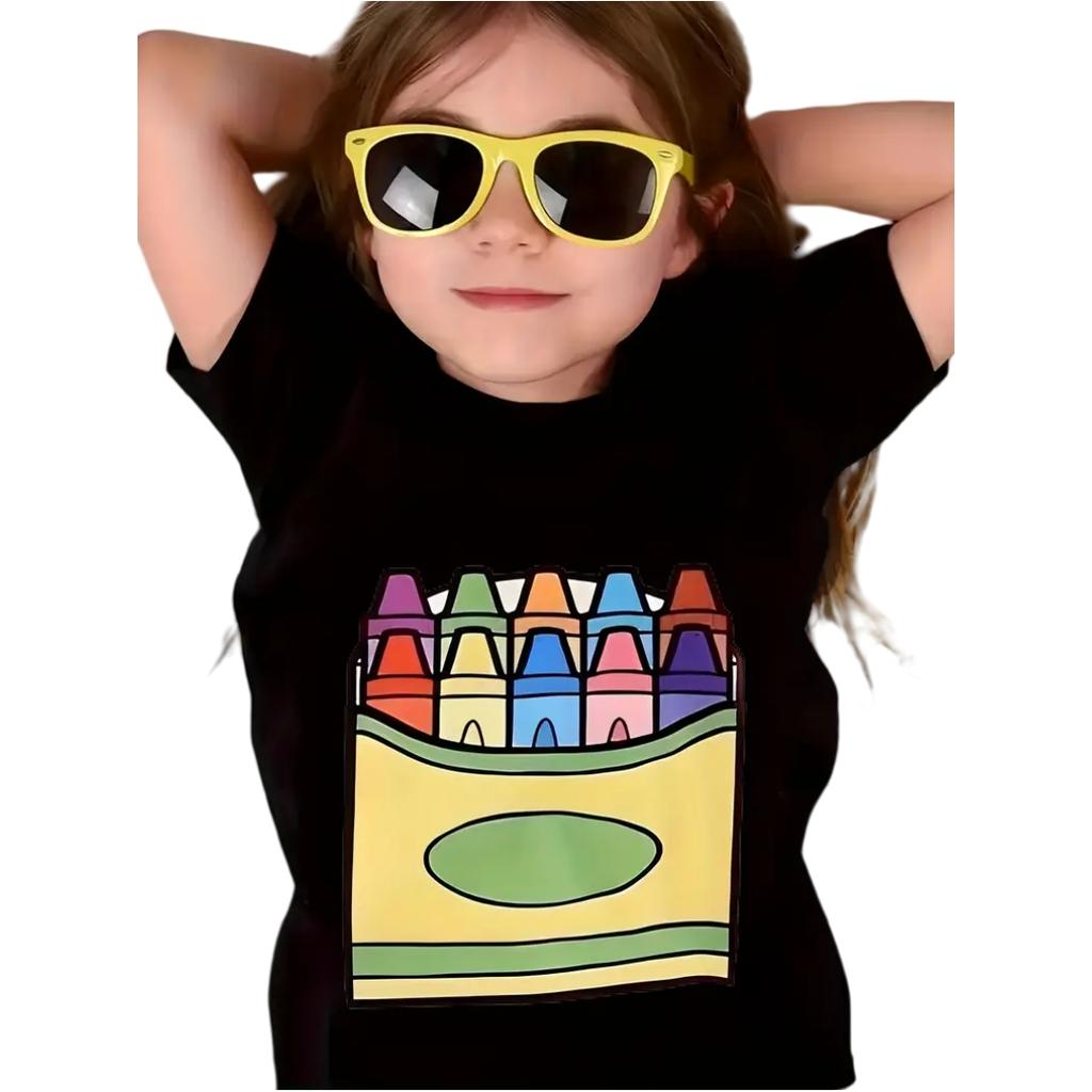 T-Shirt for Girls Cartoon Tops Short Sleeve Top Girls Clothes Boys Tshirt Tees Fashion Kawaii Children T-Shirt