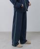 BAKKEN Side Point Color Match Semi-Wide Sweatpants Bk9986_Navy