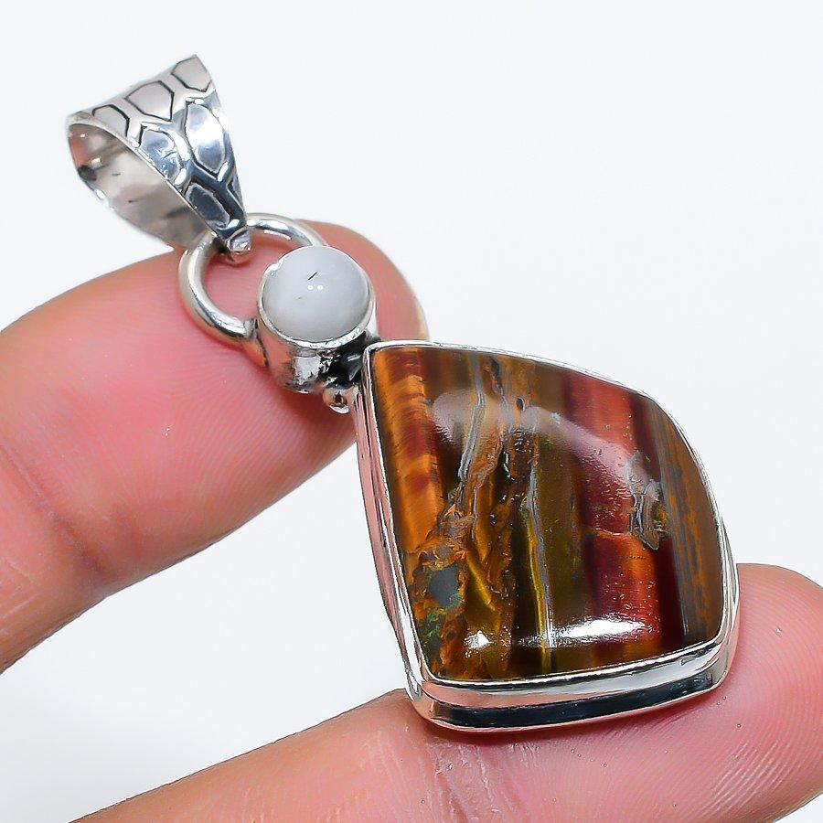 

Red Snakeskin, Moonstone Gemstone 925 Sterling Silver Jewelry Pendant 2.01 SU-9929