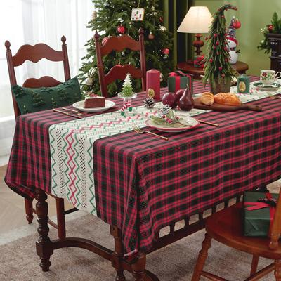 Weihnachts-Plaid-Spleiß-Tischläufer Weihnachtsdekoration Kaffeetisch-Tischdecke Esstisch-Tuch Abdeckung Handtuch