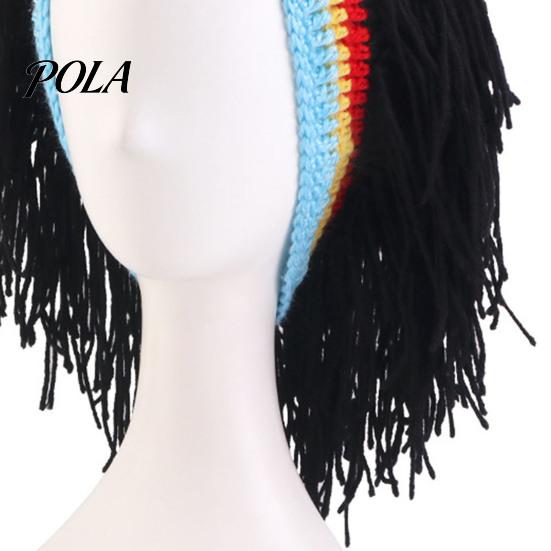 Perückenmütze, Hohe Elastizität Gestrickte Wolle Handgehäkelt Lustige Mütze, Dreads-Design Wollene Perückenkappe für Party Halloween Tägliches Tragen