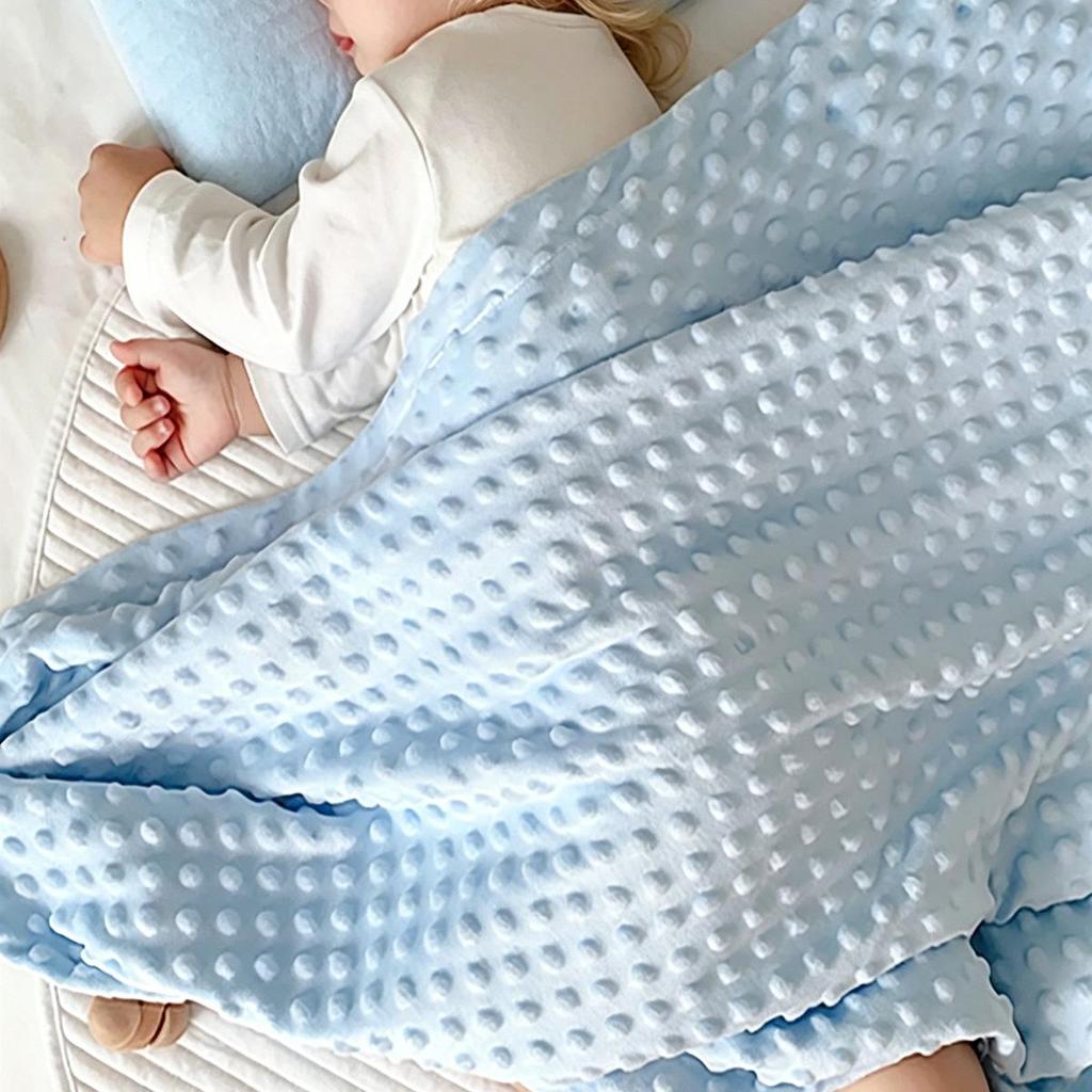 Newborn Mung Bean Velvet Soothing Baby Swaddle Blanket with Double Layer Edging and Bubble Press Design