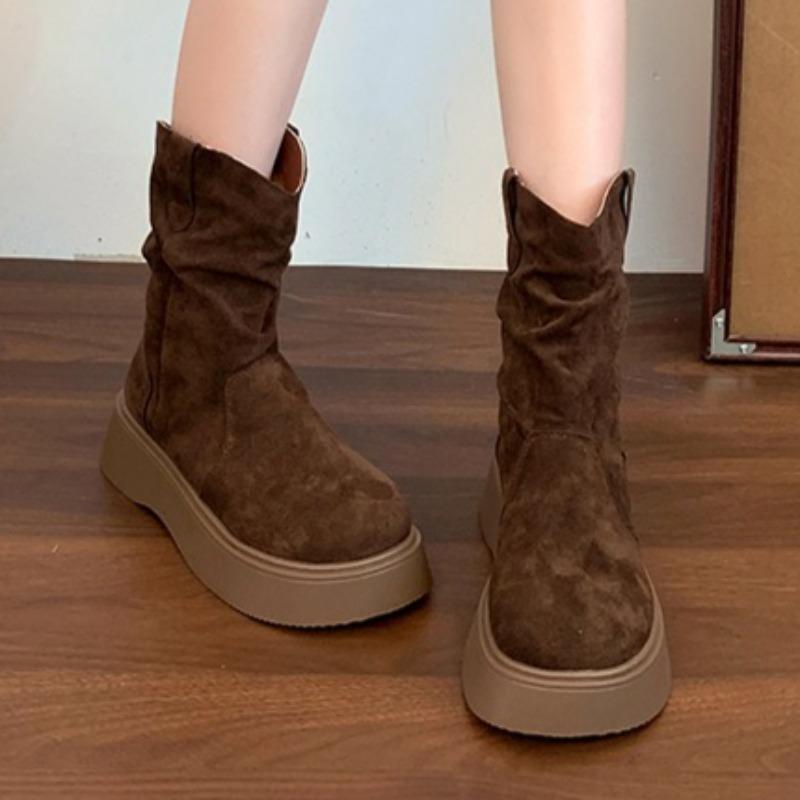 Fashion Platform Women Short Boots Classical Elegant Shoes Designer Elegant New Trends Suede Ankle Boots 2025 Winter Zapatillas De Mujer